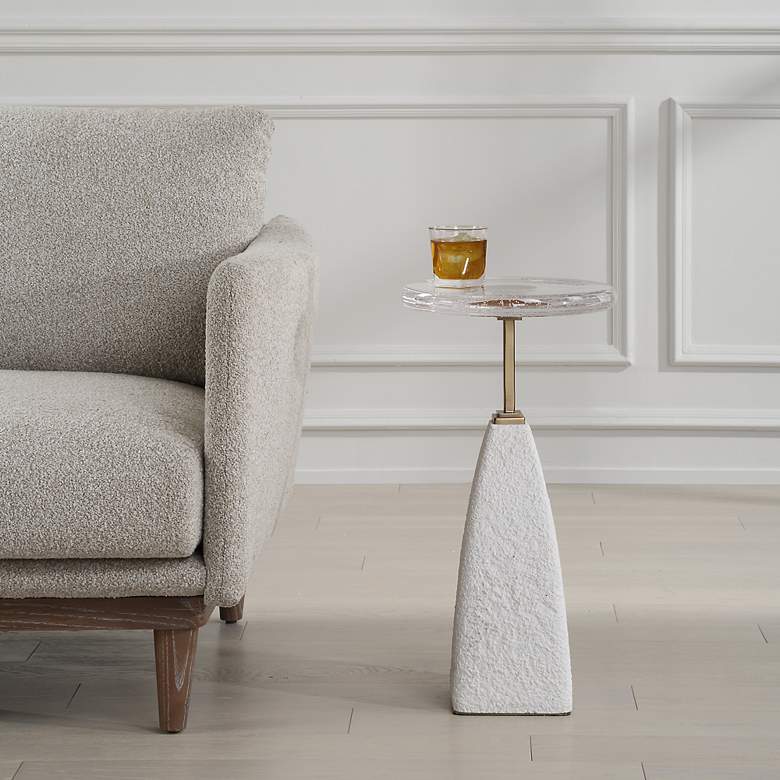 Image 1 Uttermost Sora 24" High White Sandstone Drink Table