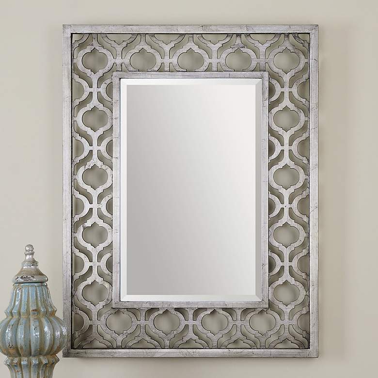 Image 1 Uttermost Sorbolo Silver Leaf 31 inch x 40 inch Wall Mirror