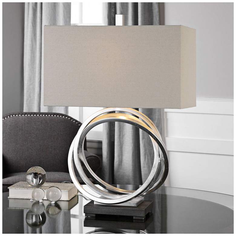 Image 3 Uttermost Soroca 27 1/2" Silver Leaf Metallic Rings Modern Table Lamp more views