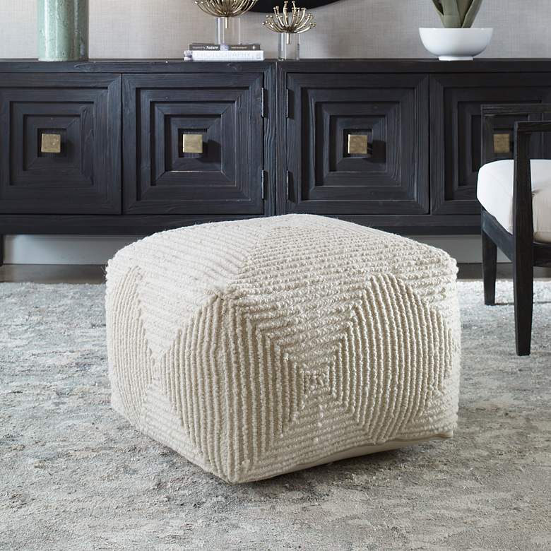 Image 1 Uttermost Sovanna Soft Ivory Wool Pouf Ottoman