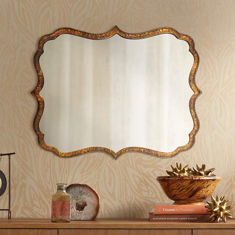 Image 1 Uttermost Spadola Hammered Copper 24 inch x 30 inch Wall Mirror