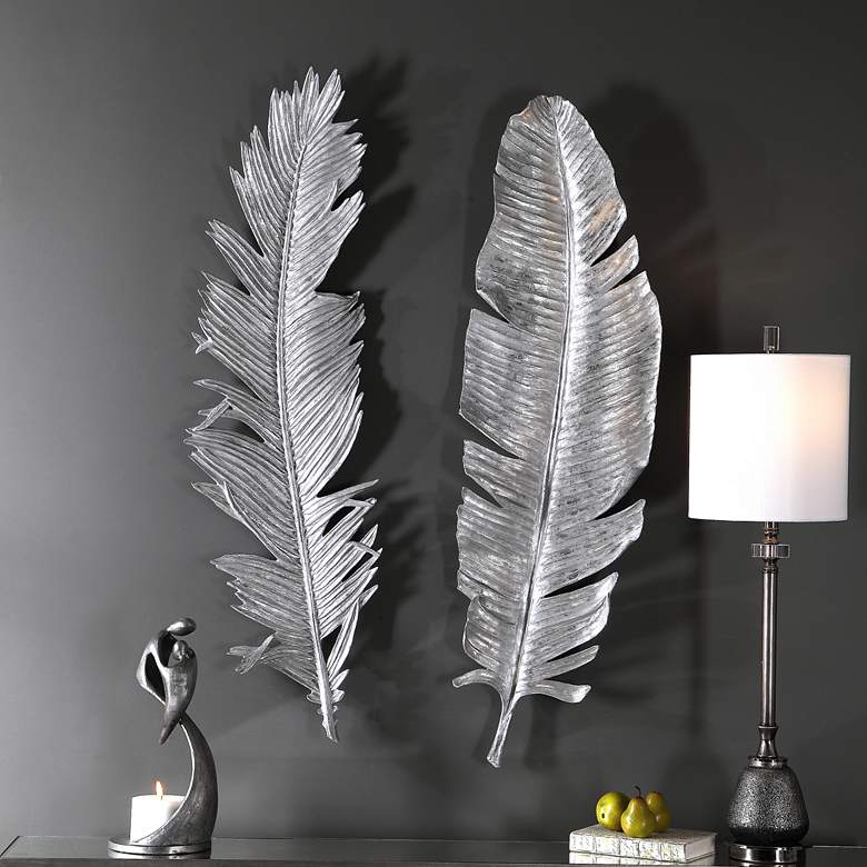 Image 1 Uttermost Sparrow Silver Leaf 2-Piece Wall Art Set