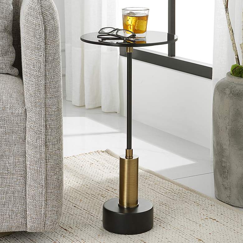 Image 1 Uttermost Spector 11 3/4" Wide Black Round Accent Table