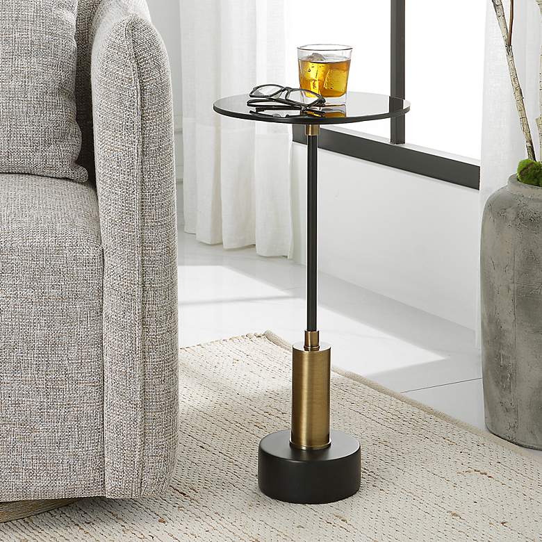 Image 1 Uttermost Spector 11 3/4" Wide Black Round Accent Table