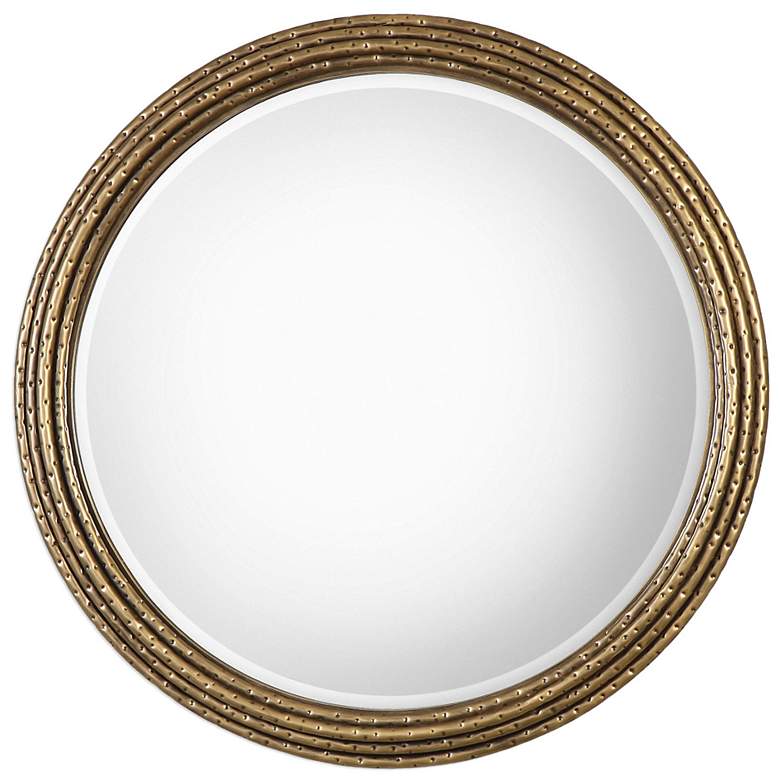 Image 2 Uttermost Spera Antiqued Gold 42 1/4" Round Wall Mirror