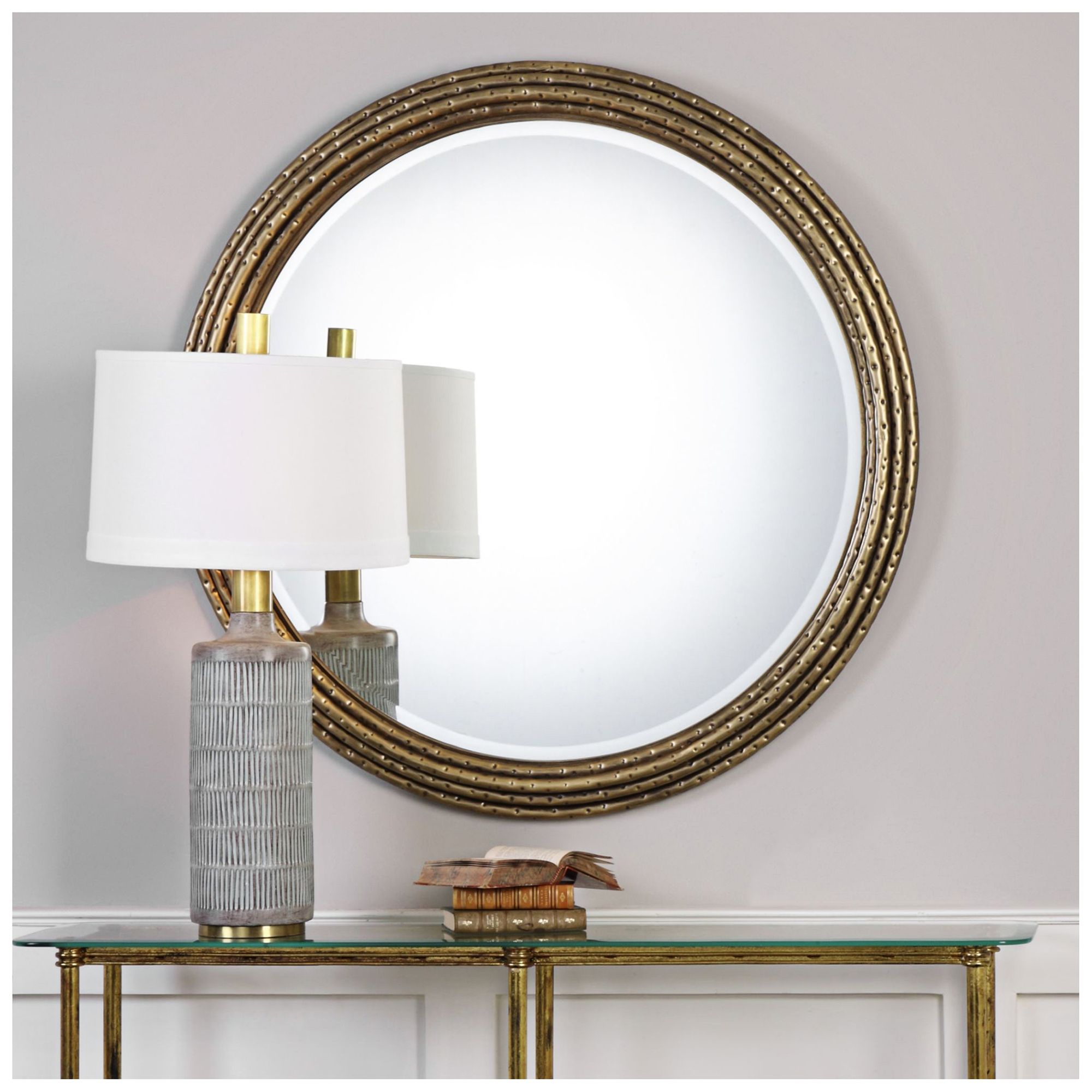 Image 4 Uttermost Spera Antiqued Gold 42 1/4" Round Wall Mirror more views