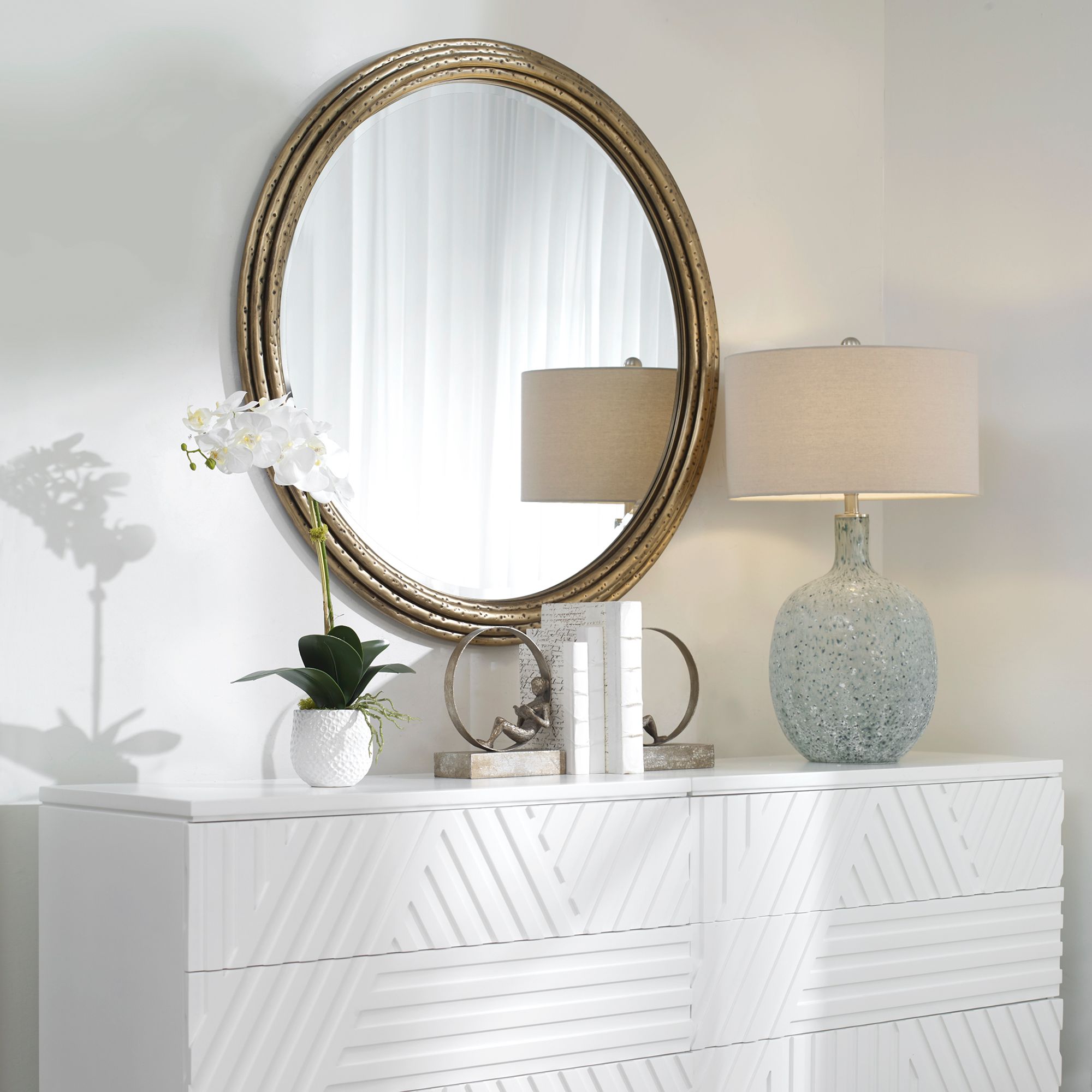 Image 5 Uttermost Spera Antiqued Gold 42 1/4" Round Wall Mirror more views