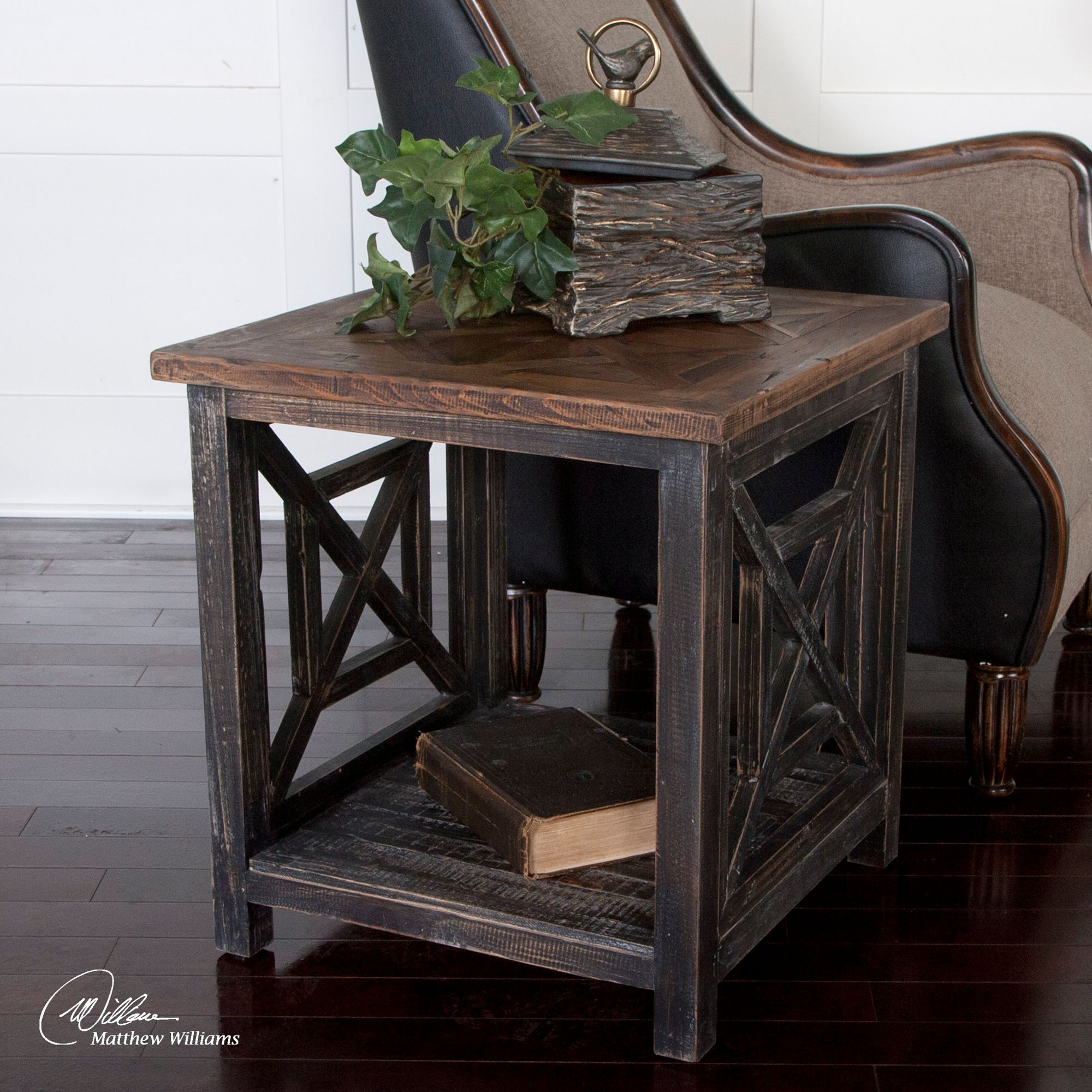 Image 4 Uttermost Spiro Gray and Brushed Black End Table more views