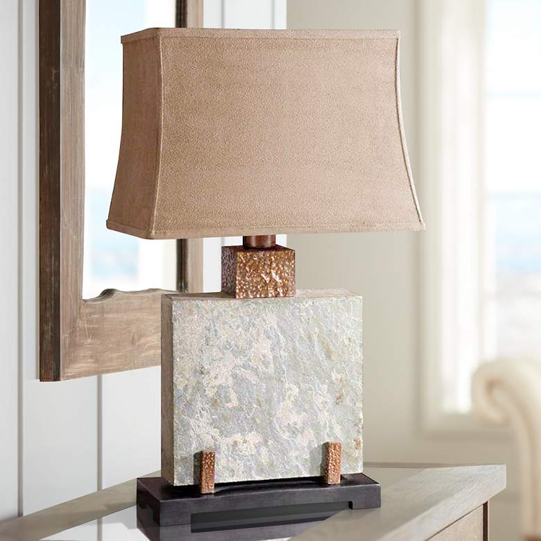 Image 1 Uttermost Square Slate Indoor - Outdoor Table Lamp