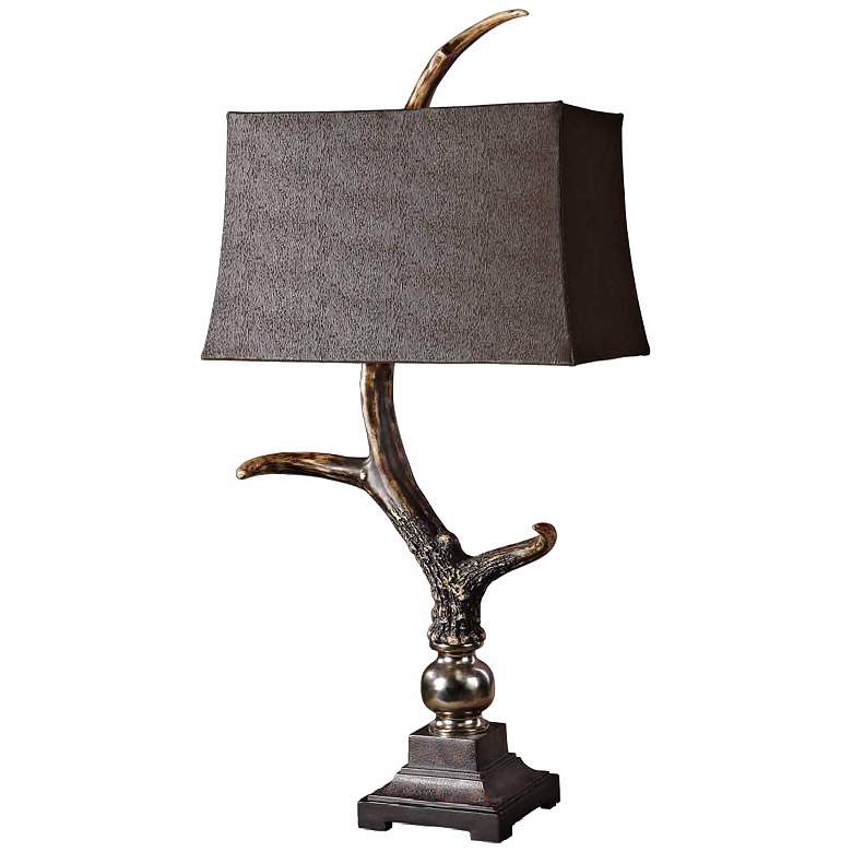 Image 1 Uttermost Stag Horn 34 1/4" Red Deer Rustic Western Table Lamp