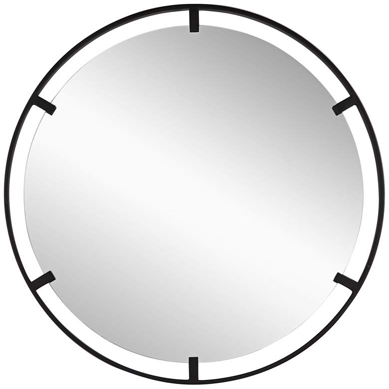Image 2 Uttermost Starbird 30" Round Black Openwork Metal Wall Mirror