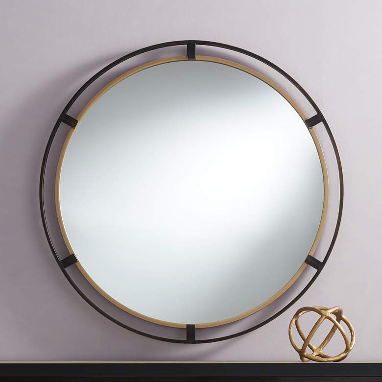 Image 1 Uttermost Starbird Bronze and Gold 34" Round Wall Mirror