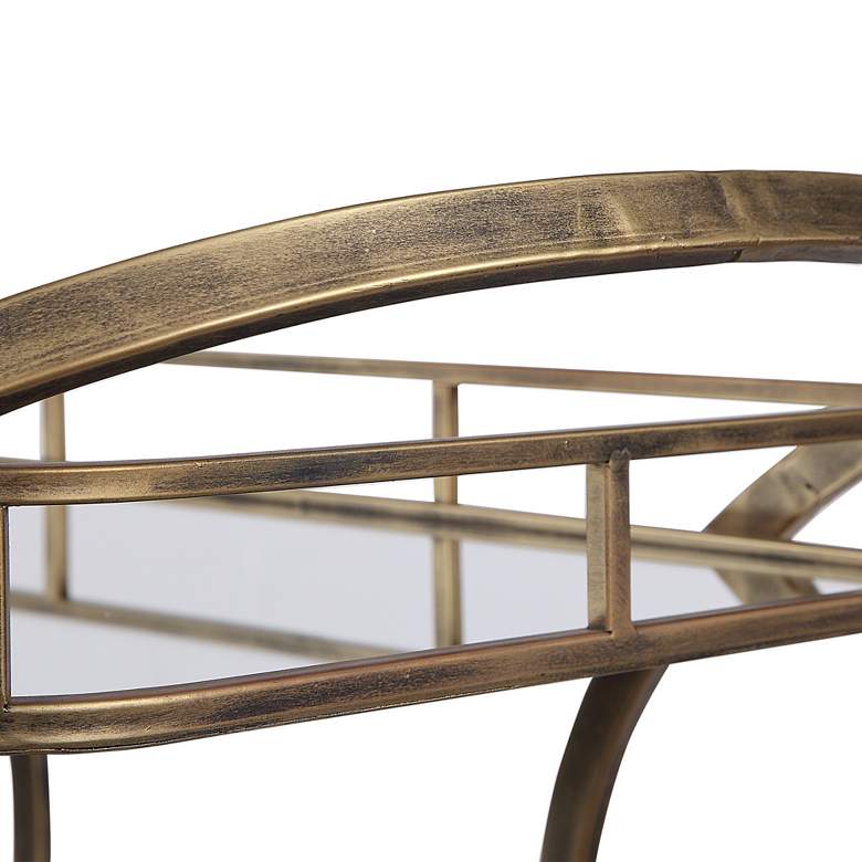 Image 5 Uttermost Stassi 33" Wide Antiqued Gold Serving Bar Cart more views