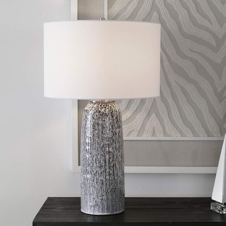 Image 1 Uttermost Static Black and White Glaze Ceramic Table Lamp