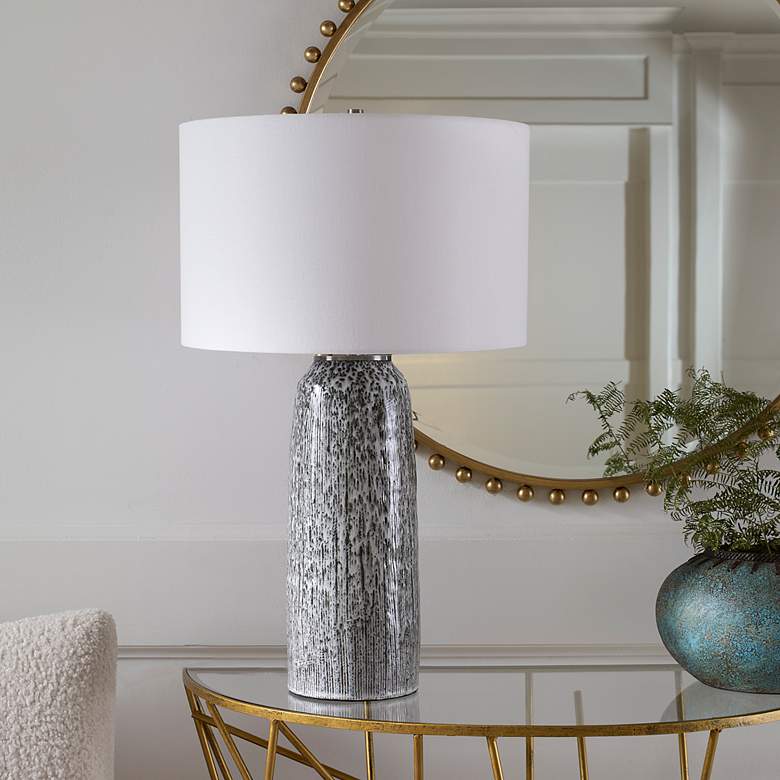 Image 5 Uttermost Static Black and White Glaze Ceramic Table Lamp more views
