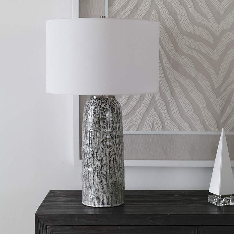 Image 6 Uttermost Static Black and White Glaze Ceramic Table Lamp more views