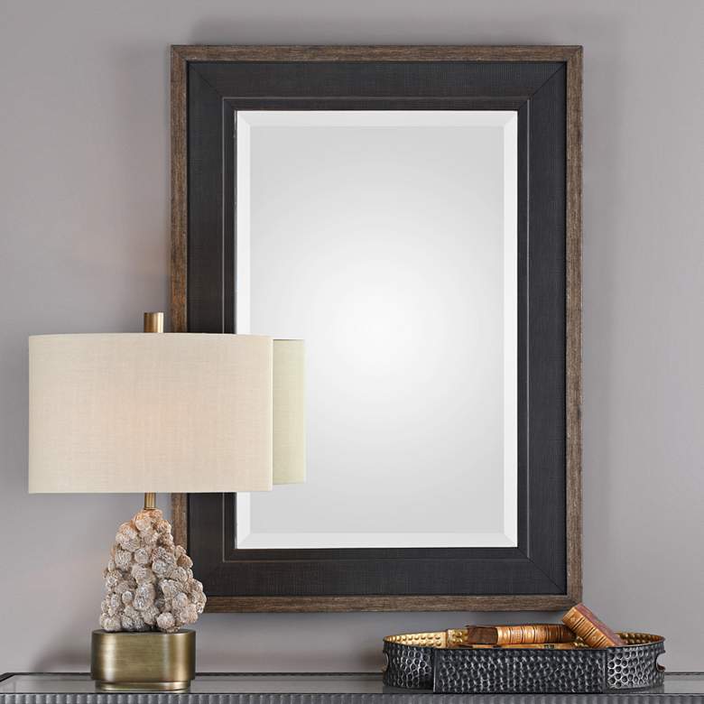Image 1 Uttermost Staveley Rustic Black 30 inch x 42 inch Wall Mirror