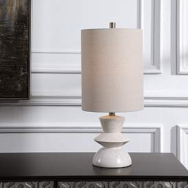 Image1 of Uttermost Stevens White Wood Tone Buffet Accent Modern Table Lamp