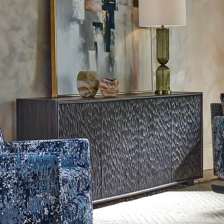 Image 1 Uttermost Stevenson Ebony Mindi Wood 4 Door Cabinet
