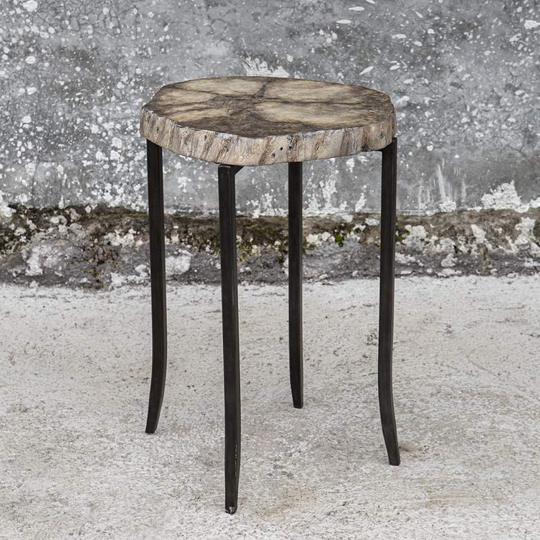 Image 1 Uttermost Stiles 18 1/2 inch Wide Fuax Petrified Wood Finish Accent Table