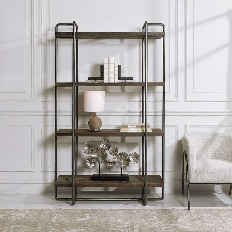 Image 7 Uttermost Stilo 18" Wide 4-Shelf Brown Wood Etagere more views