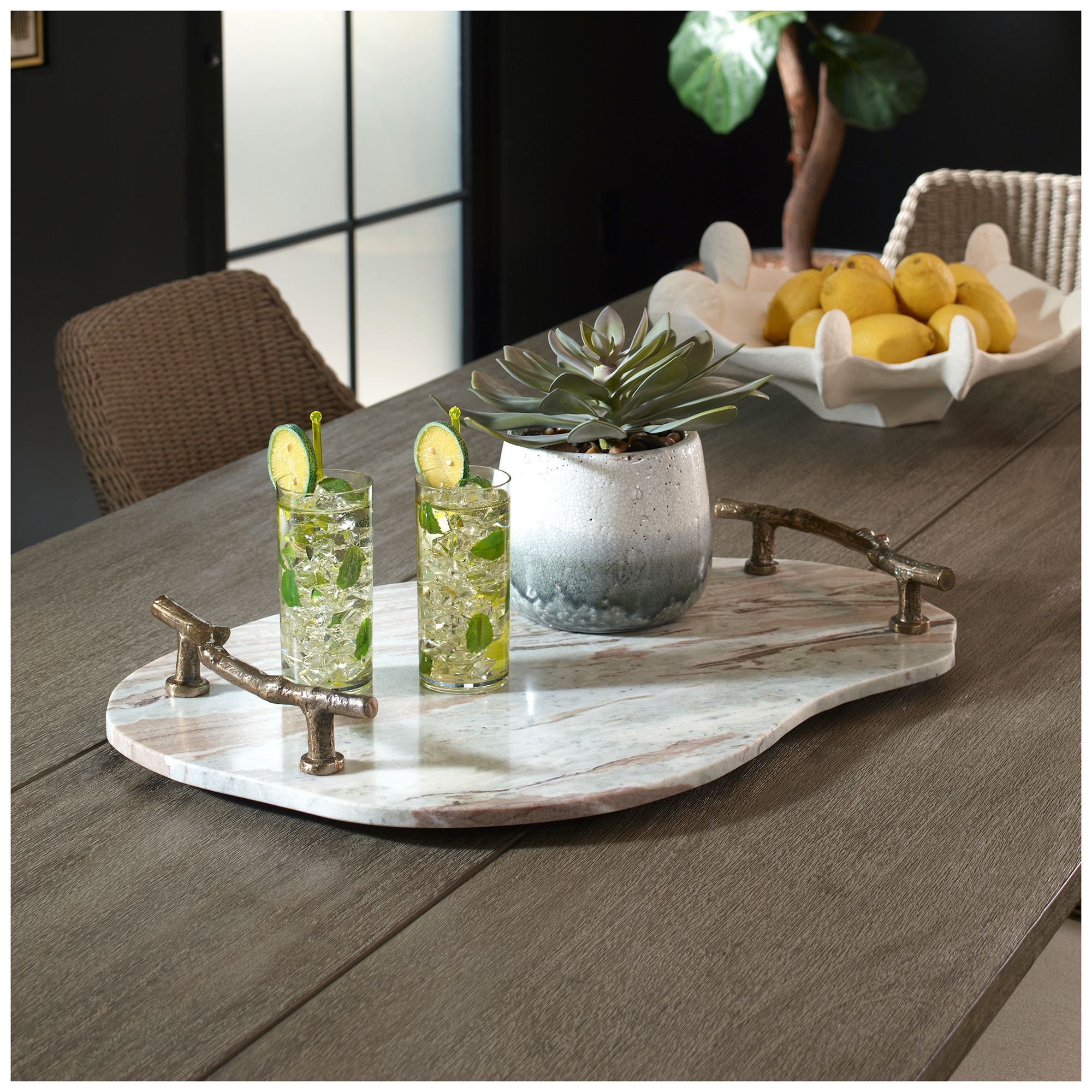 Image 2 Uttermost Stone and Twig 26" Marble Outdoor Tray more views