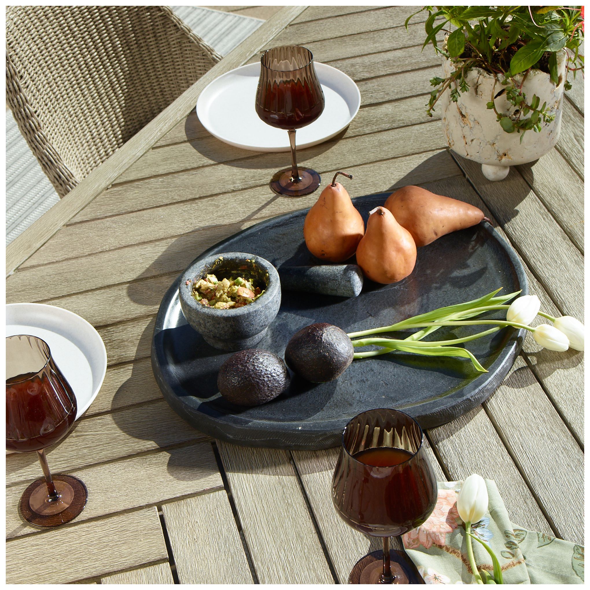 Image 2 Uttermost Stoneveil 20" Wide River Stone Indoor-Outdoor Tray more views