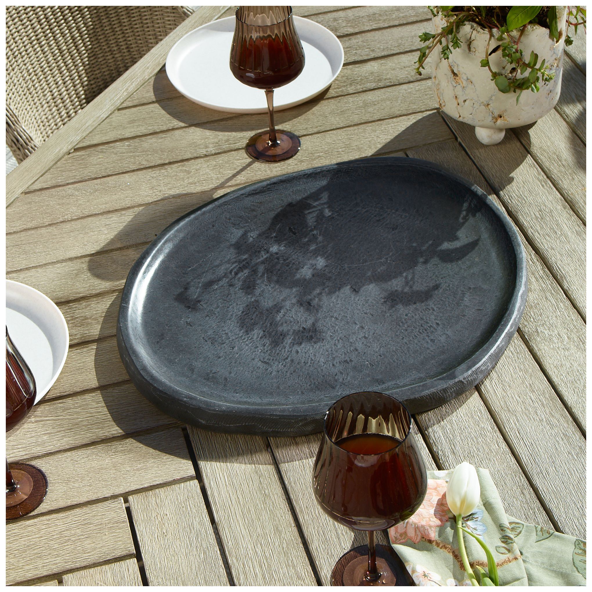 Image 3 Uttermost Stoneveil 20" Wide River Stone Indoor-Outdoor Tray more views