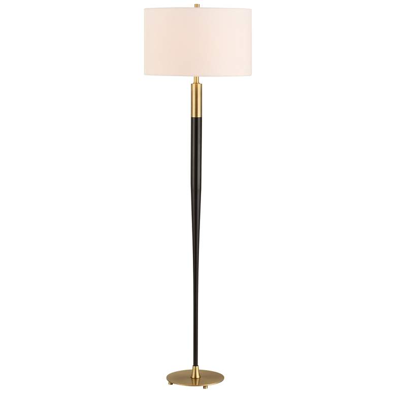 Image 2 Uttermost Stowe 66 1/4" Black and Brass Metal Floor Lamp