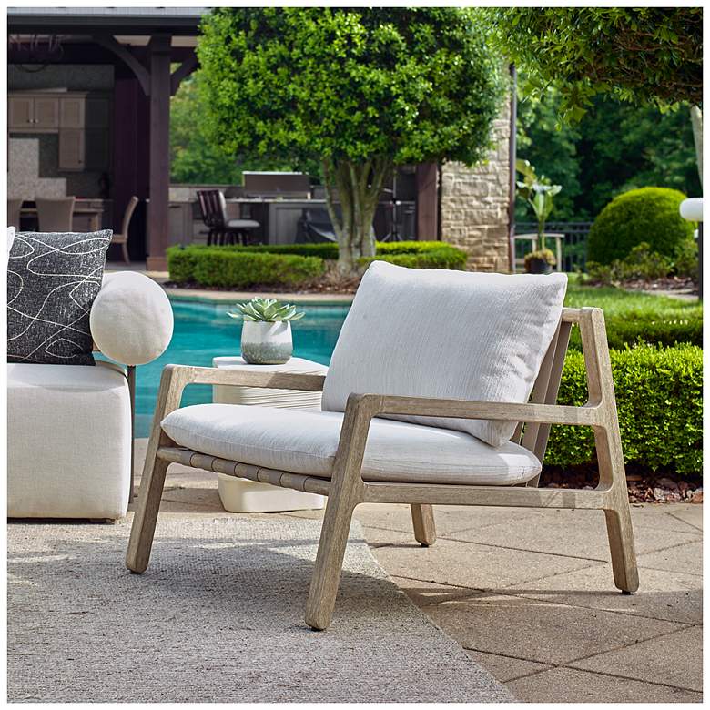 Image 1 Uttermost Strapped Mahogany Wood Outdoor Lounge Chair