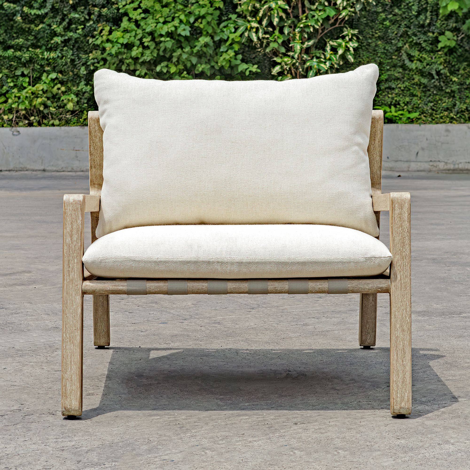 Uttermost Strapped Mahogany Wood Outdoor Lounge Chair