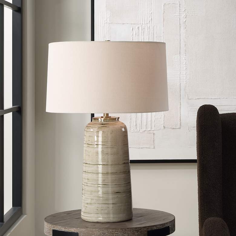 Image 1 Uttermost Strata Glaze Ceramic Table Lamp