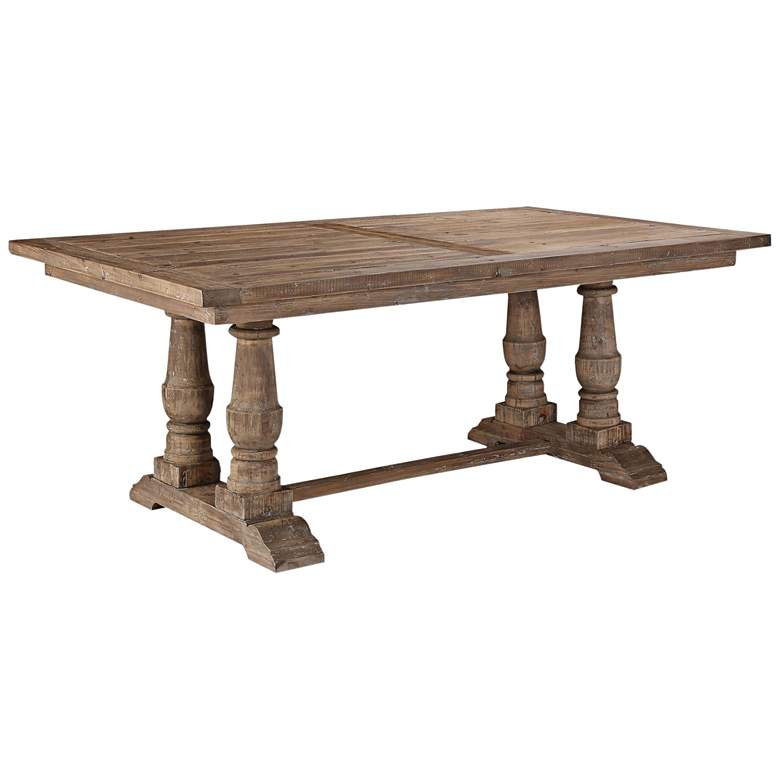 Uttermost Stratford 76&quot;W Stony Gray Wash Wood Dining Table