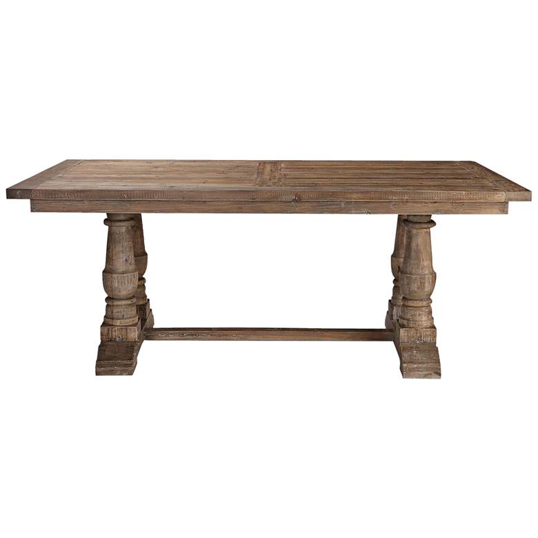 Image 2 Uttermost Stratford 76 inchW Stony Gray Wash Wood Dining Table more views