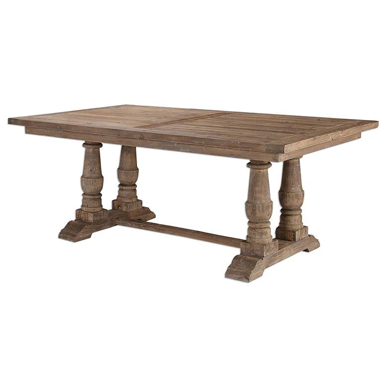 Image 6 Uttermost Stratford 76"W Stony Gray Wash Wood Dining Table more views