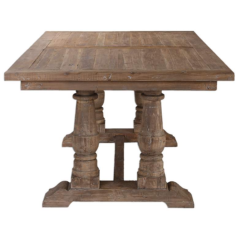 Image 7 Uttermost Stratford 76"W Stony Gray Wash Wood Dining Table more views