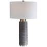 Uttermost Strathmore 28" Stone Gray Faux Marble Cylindrical Table Lamp