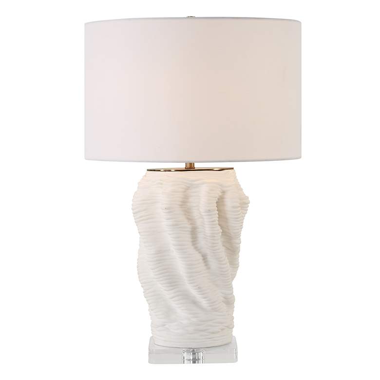 Image 2 Uttermost Stratified 28" Contemporary Matte White Ceramic Table Lamp