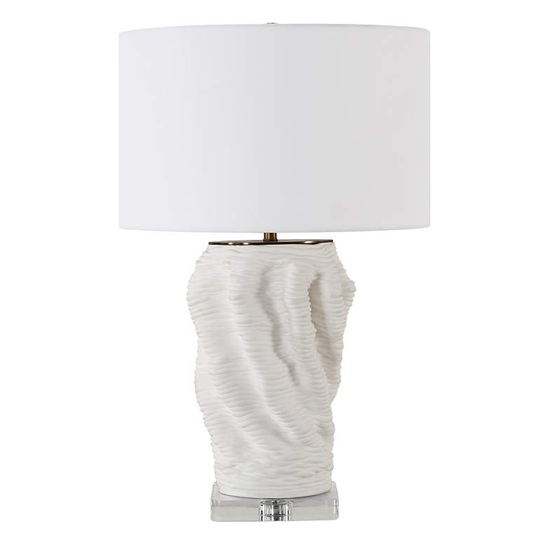 Image 4 Uttermost Stratified 28" Contemporary Matte White Ceramic Table Lamp more views