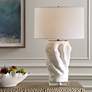 1_Uttermost Stratified Matte White Glaze Ceramic Table Lamp