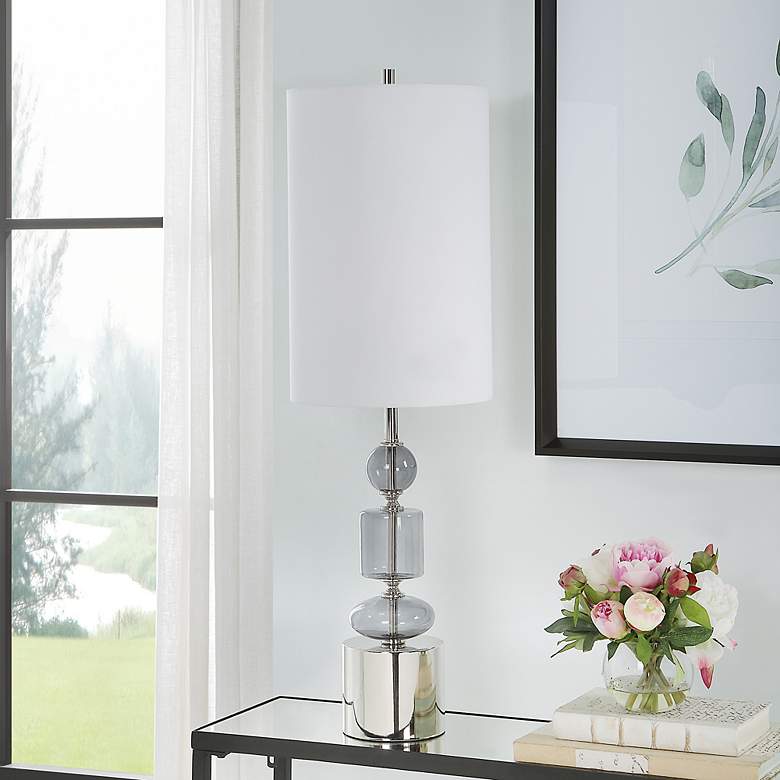 Image 3 Uttermost Stratus 36" Gray Glass Nickel Buffet Table Lamp more views