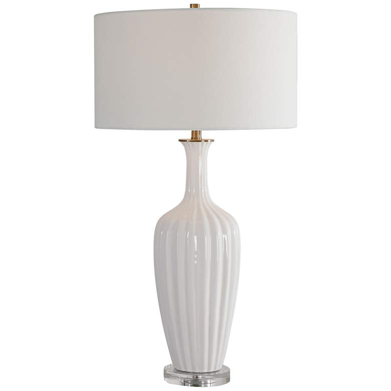 Image 6 Uttermost Strauss Gloss White Glaze Ceramic Table Lamp more views