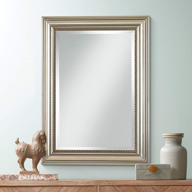 Image 1 Uttermost Stuart Silver Leaf 26 3/4 inch x 36 3/4 inch Wall Mirror