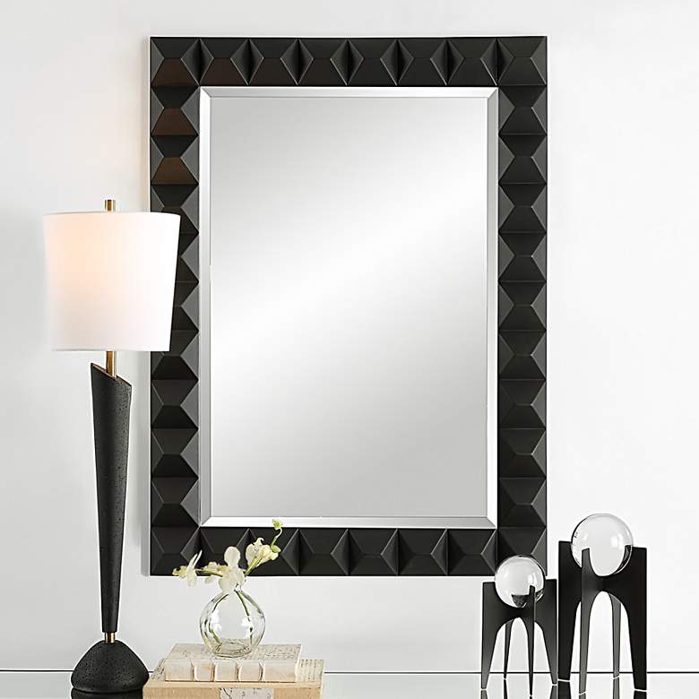 Image 2 Uttermost Studded Matte Black 31 3/4" x 43 1/4" Wall Mirror