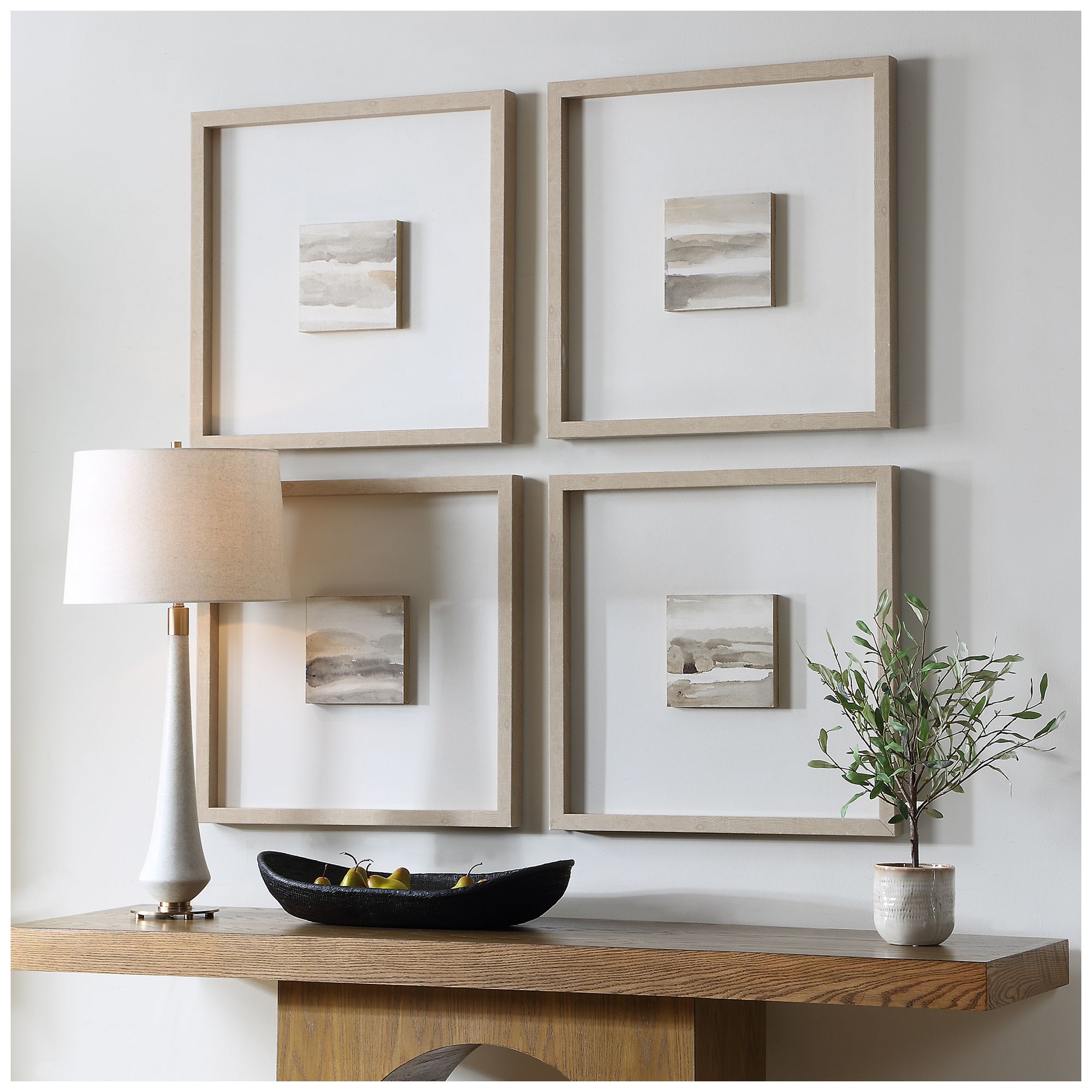 Image 3 Uttermost Studying Sepia 4-Piece Hand Painted Canvas Wall Art more views