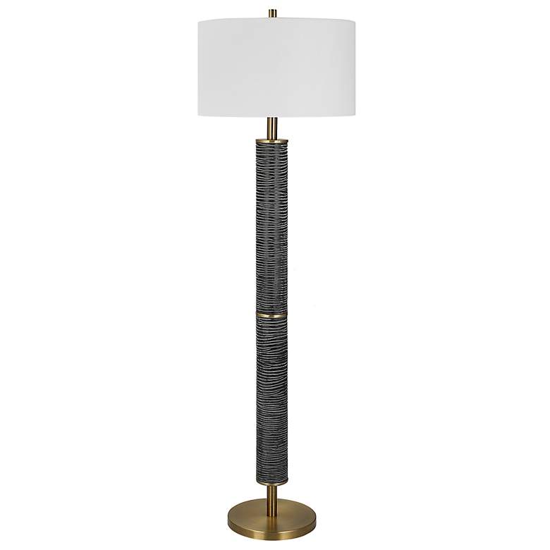 Image 4 Uttermost Summit Rustic Gray-Black Carved Floor Lamp more views