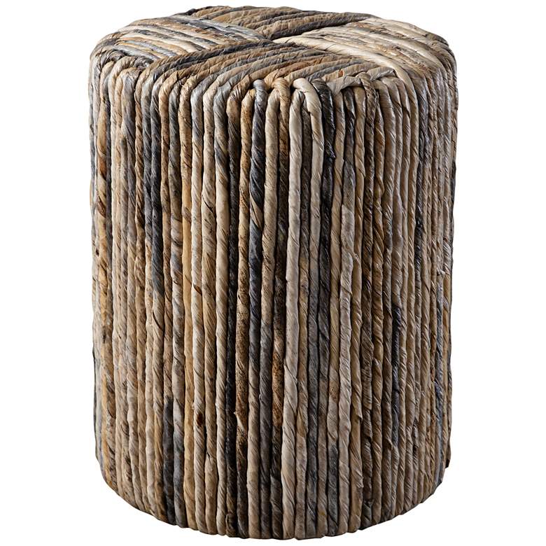 Uttermost Sunda Gray and Natural Banana Leaf Accent Stool
