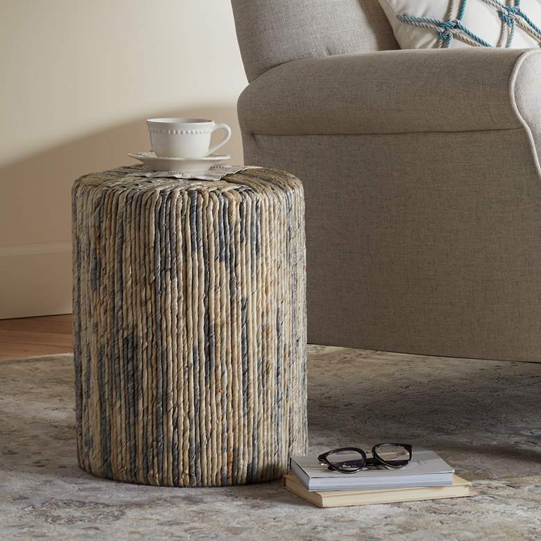 Image 2 Uttermost Sunda Gray and Natural Banana Leaf Accent Stool