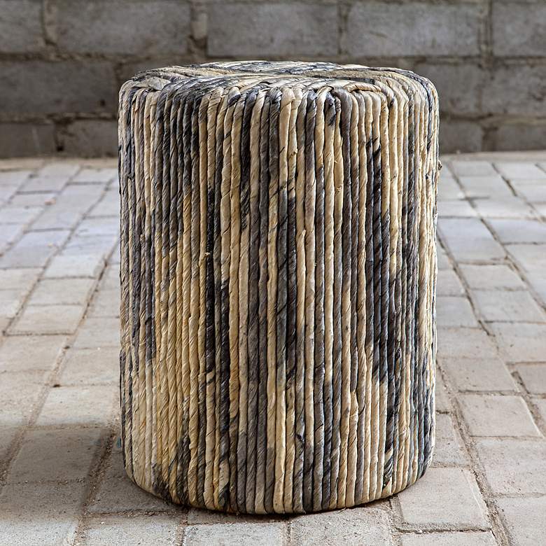 Image 1 Uttermost Sunda Gray and Natural Banana Leaf Accent Stool