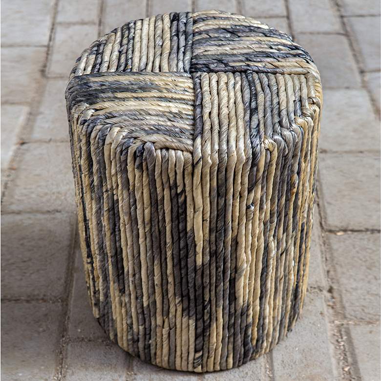 Uttermost Sunda Gray and Natural Banana Leaf Accent Stool more views